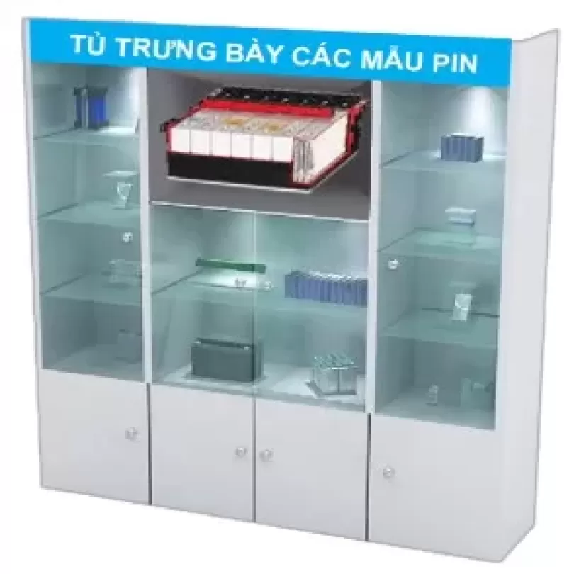 Tủ trưng bày các mẫu pin